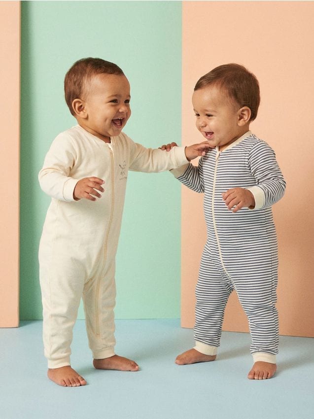 Sinsay - Set de 2 salopete din bumbac - crem