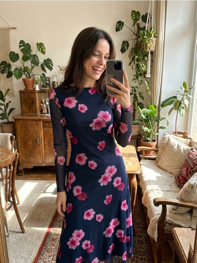 Sinsay - Rochie maxi cu decolteu pe spate și imprimeu floral - multicolor