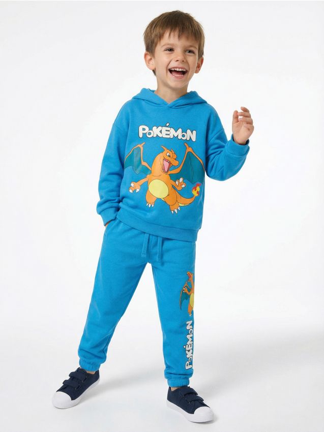 Sinsay - Spodnie dresowe jogger z nadrukiem Pokemon - niebieski