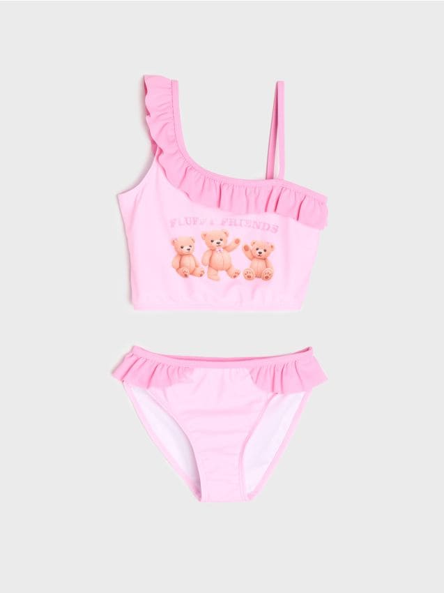 Sinsay - Costum de baie din două piese cu volane - roz