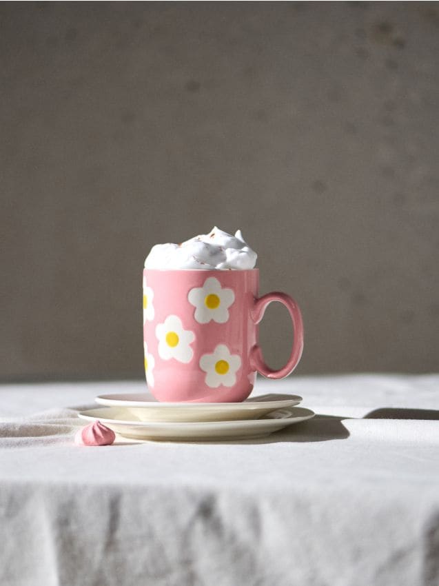 Sinsay - Cană ceramică cu motiv floral - roz