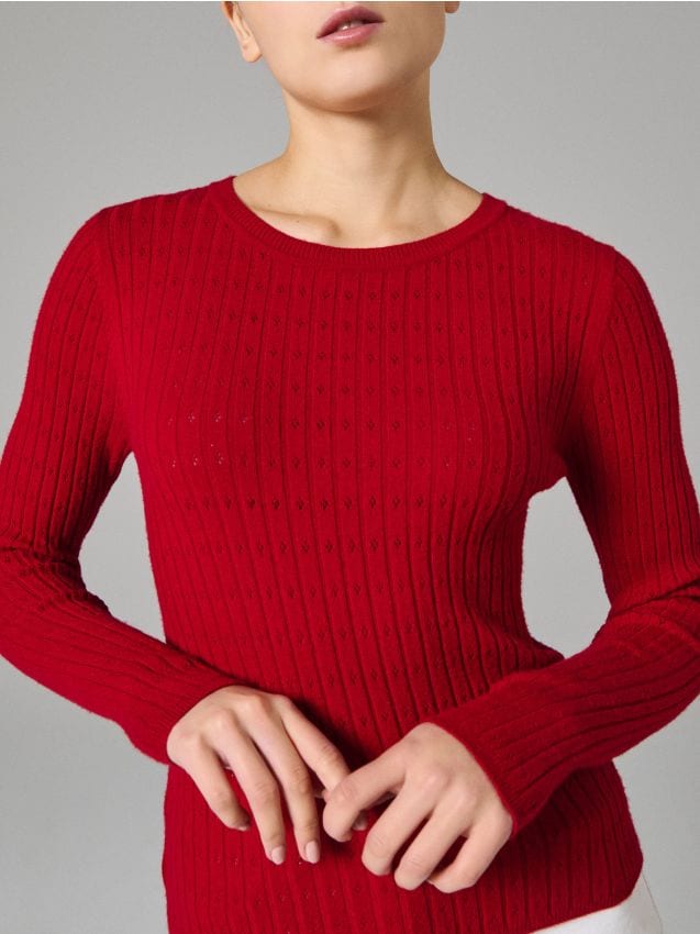 Sinsay - Pulover ajurat - roșu