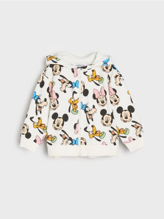 Sinsay - Mikina s kapucňou Mickey Mouse - krémová