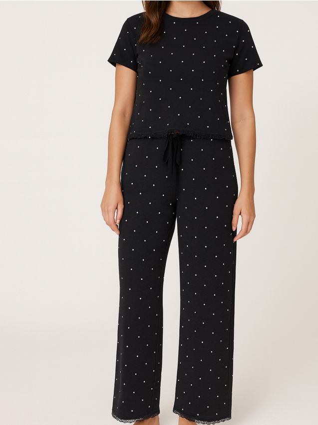 Sinsay - Pijamă din două piese cu amestec de viscoză - negru
