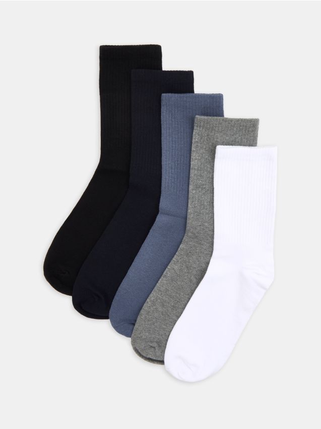 Sinsay - Bawełniane skarpetki 5 pack - granatowy