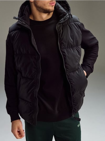 Квітований пuffer жилет з капюшоном