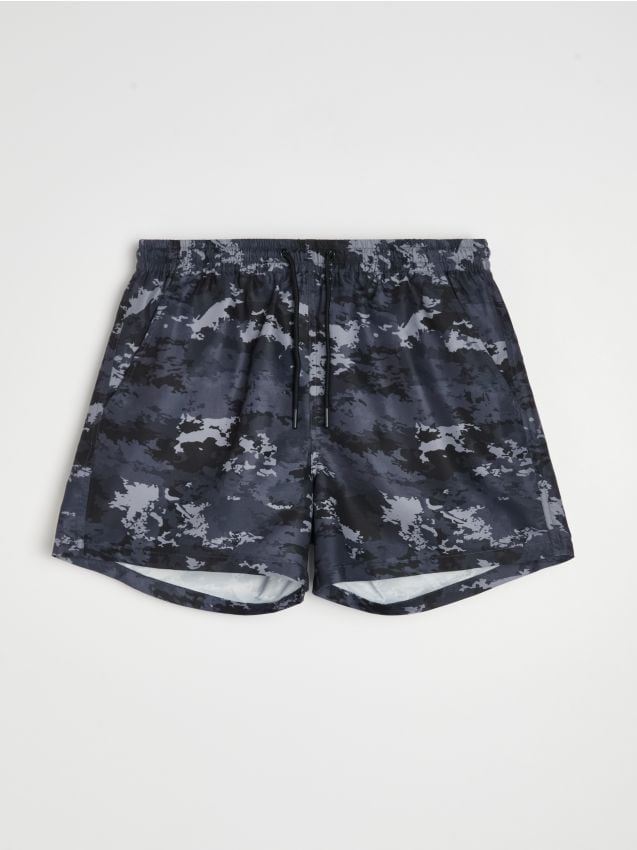Sinsay - Pantaloni scurți de baie cu model camuflaj - negru