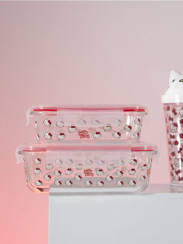 Sinsay - Sklenená nádoba na potraviny s viečkom Hello Kitty - clear