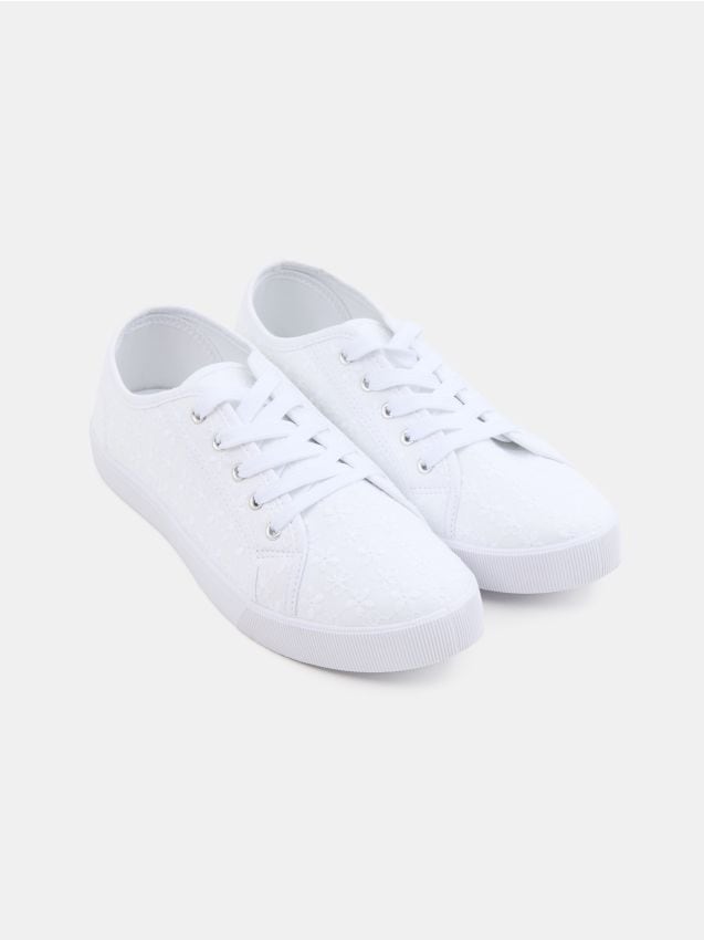 Sinsay - Adidași cu șireturi - alb