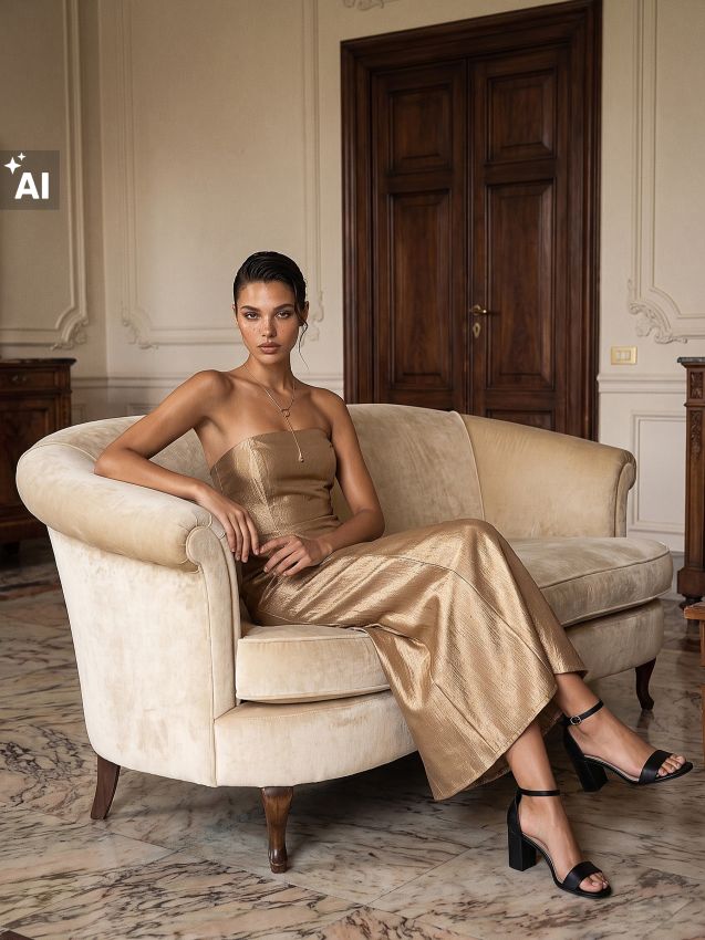 Sinsay - Rochie midi aurie fără mâneci - auriu