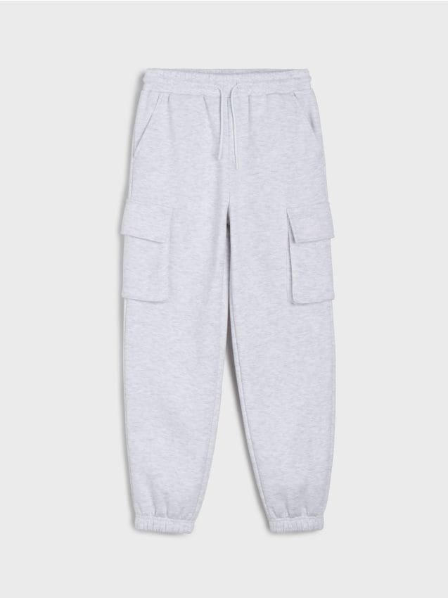 Sinsay - Pantaloni sport cargo jogger - gri deschis