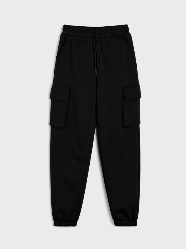 Sinsay - Pantaloni sport cargo jogger - negru