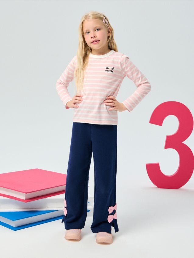 Sinsay - Pantaloni de trening cu picioare largi - bleumarin