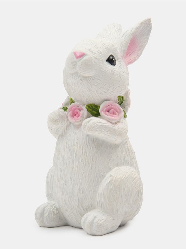Sinsay - Figurină de Paște cu iepuraș cu colier de trandafiri - crem