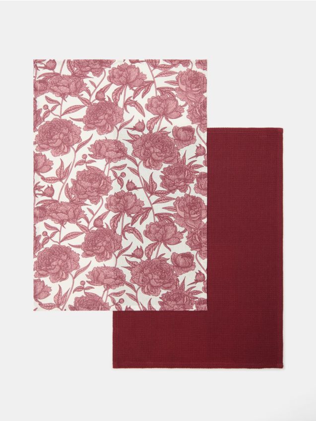 Sinsay - Lavete de bucătărie din bumbac cu motiv floral 2 pack - mov