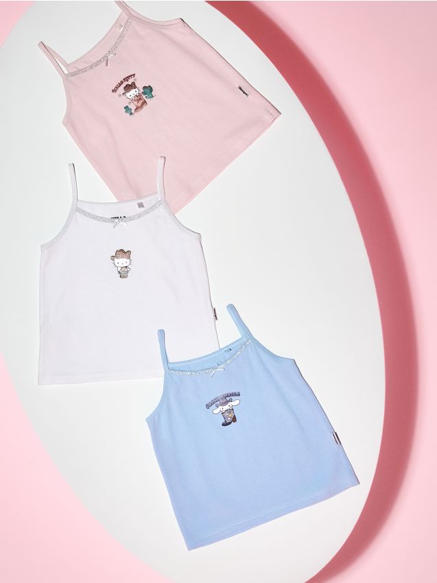 Sinsay - Topuri din bumbac cu bretele și finisaj din dantelă 3 pack Hello Kitty - multicolor