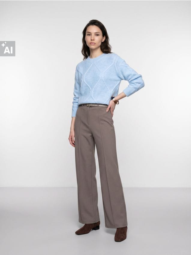 Sinsay - Pulover cu model decorativ - albastru-pal