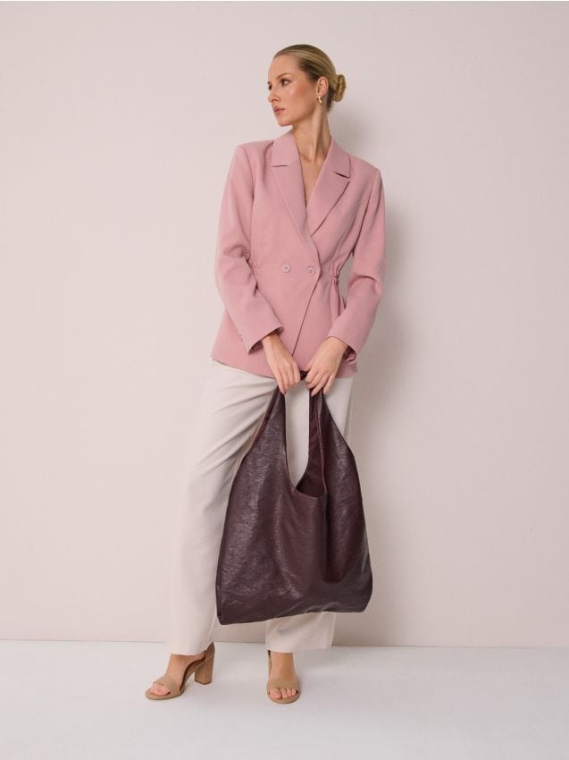 Sinsay - Geantă hobo din piele ecologică - mahon