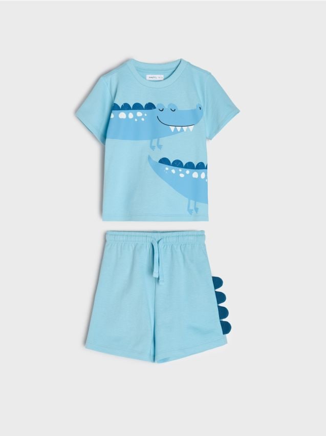 Sinsay - Set din bumbac cu elemente 3D - albastru-pal