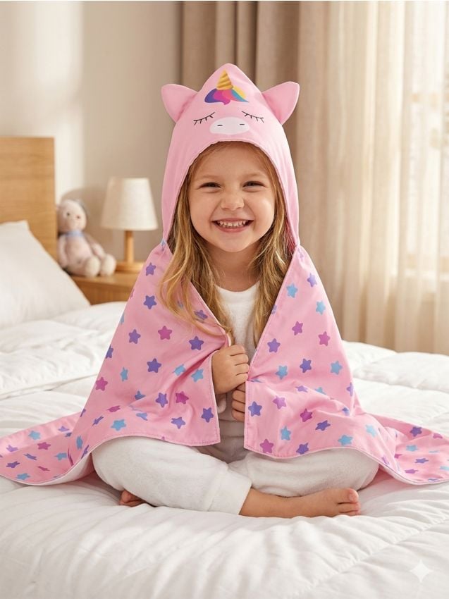 Sinsay - Prosop cu glugă cu motiv de unicorn - roz-pastel