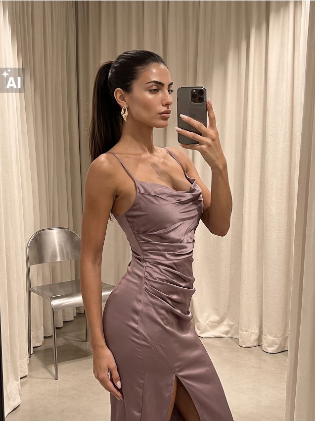 Sinsay - Rochie maxi cu pliuri - violet-orhidee