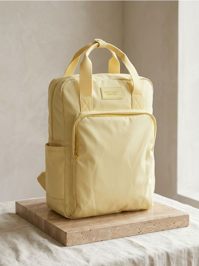 Sinsay - Rucsac de călătorie din nailon cu buzunar pentru laptop - crem