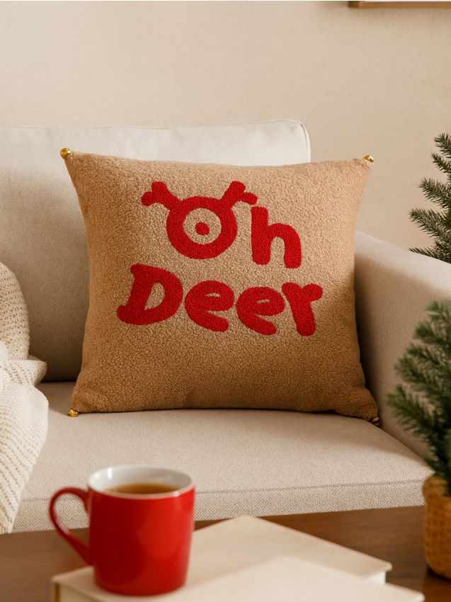 Sinsay - Obliečka na vankúš s vianočným motívom - hnedá