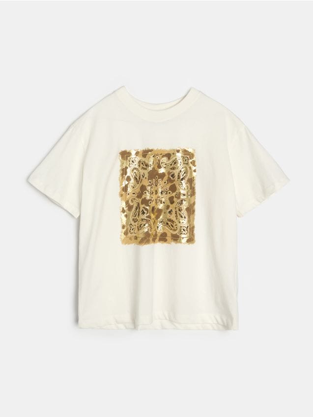 Sinsay - Tricou din bumbac cu imprimeu - crem