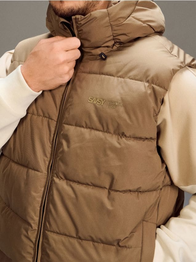 Sinsay - Vestă puffer matlasată cu glugă - bej