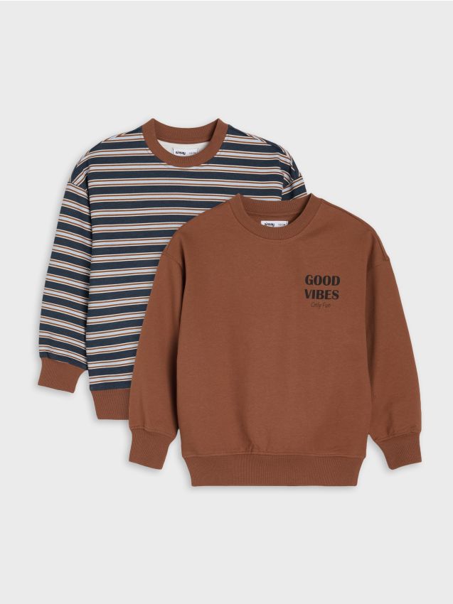 Sinsay - Hanorace crewneck din amestec de bumbac 2 pack - multicolor