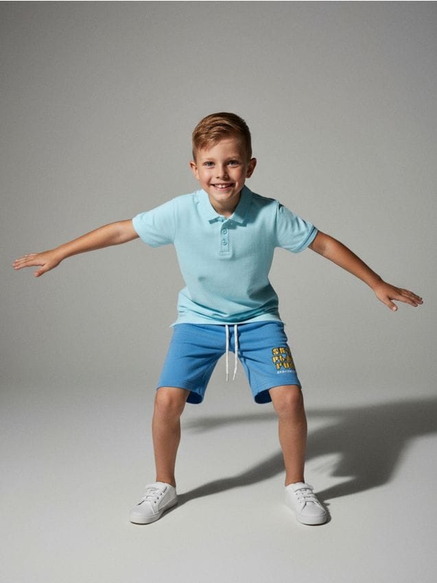 Sinsay - Tričko polo - svetlomodrá