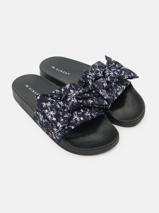 Sinsay - Șlapi cu fundă - negru