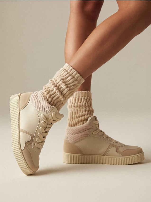 Sinsay - Tenisky z umelej kože - béžová