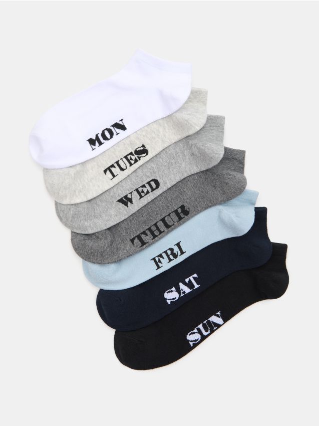 Sinsay - Zestaw krótkich skarpet z dniami tygodnia 7 pack - wielobarwny