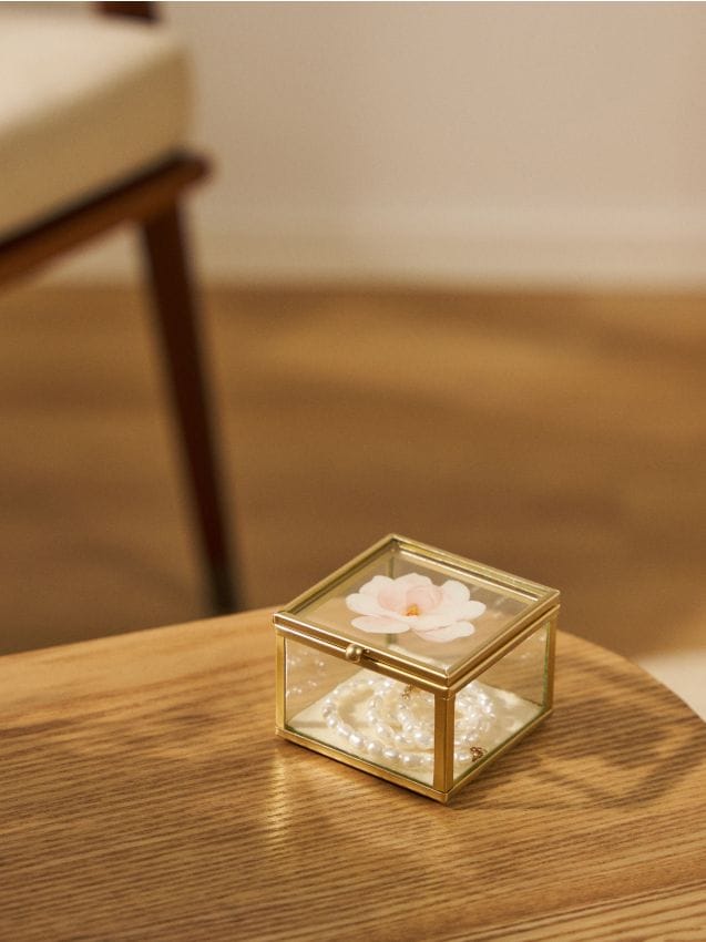 Sinsay - Organizator din sticlă pentru bijuterii cu detalii aurii - auriu