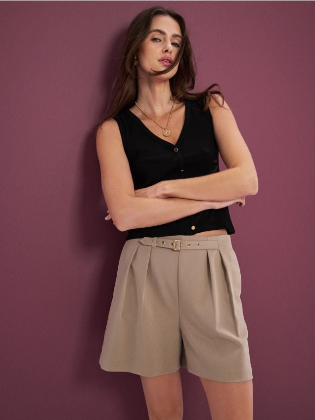 Sinsay - Șorturi drepte - bej