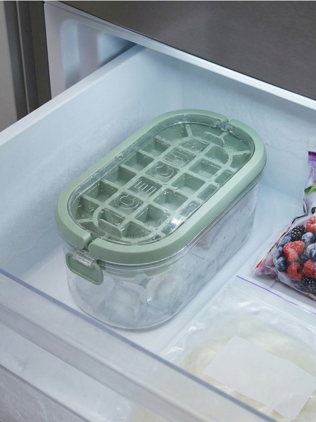 Sinsay - Recipient pentru cuburi de gheață cu formă și lopățică - verde-deschis