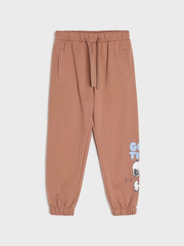 Sinsay - Pantaloni de trening jogger lejeri căptușiți Snoopy - maro
