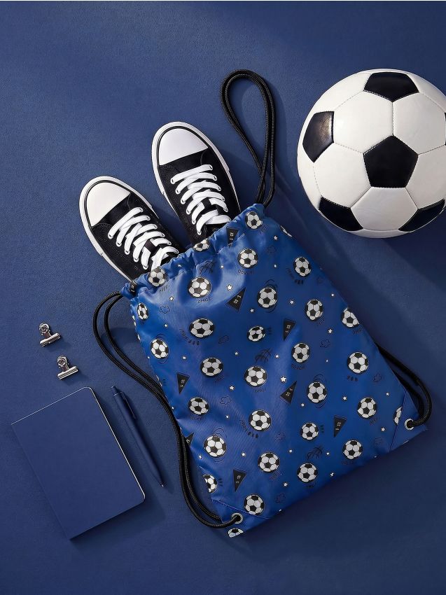 Sinsay - Rucsac tip sac cu motiv de fotbal - albastru