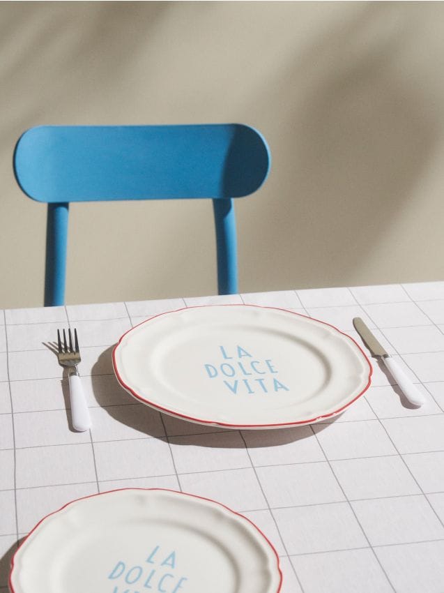 Sinsay - Farfurie cu inscripție La Dolce Vita - verde-pal