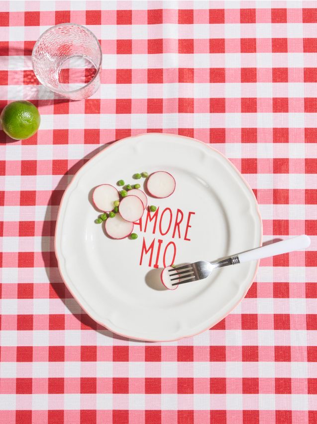 Sinsay - Farfurie cu inscripție Amore Mio - roșu