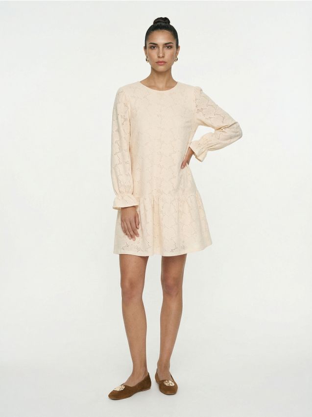 Sinsay - Rochie mini cu model ajurat - nude