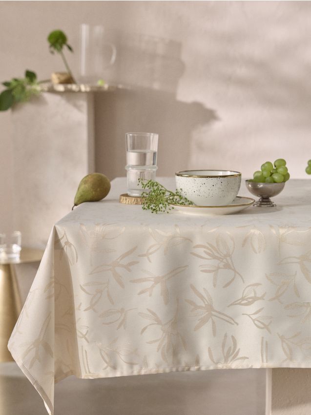 Sinsay - Față de masă cu motiv vegetal - crem