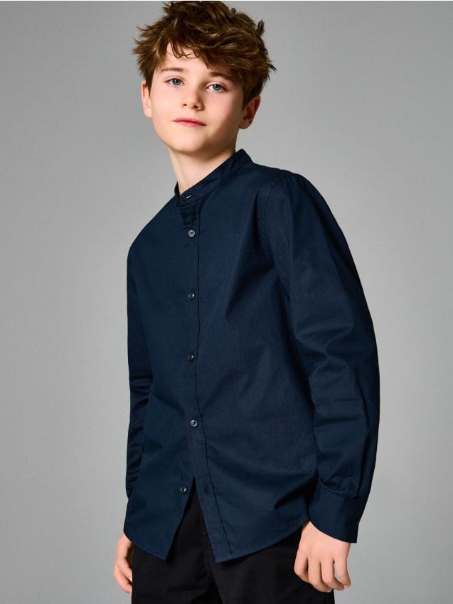 Sinsay - Cămașă din bumbac în dungi - bleumarin