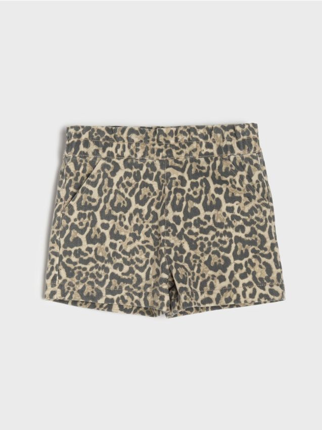 Sinsay - Jeansowe szorty paperbag w panterkę - wielobarwny