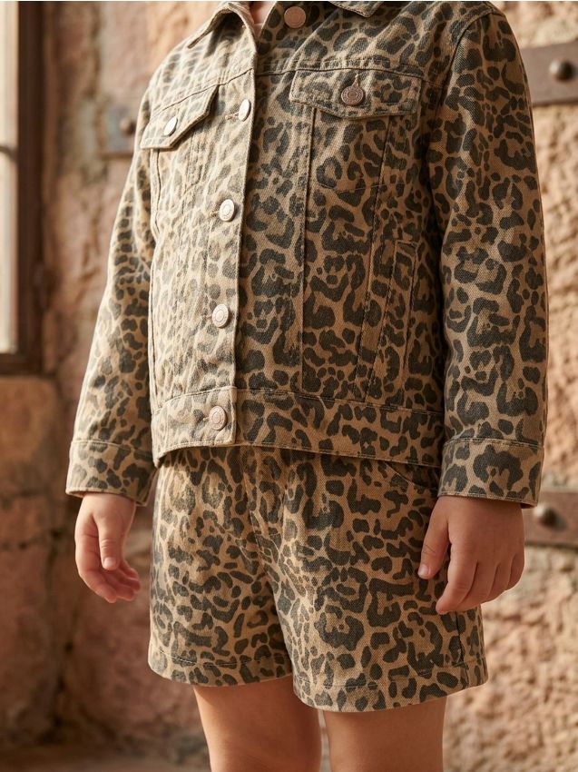 Sinsay - Jeansowe szorty paperbag w panterkę - wielobarwny