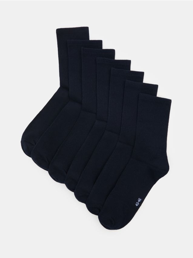 Sinsay - Długie skarpetki OEKO-TEX 7 pack - granatowy