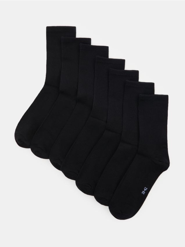 Sinsay - Długie skarpetki OEKO-TEX 7 pack - czarny