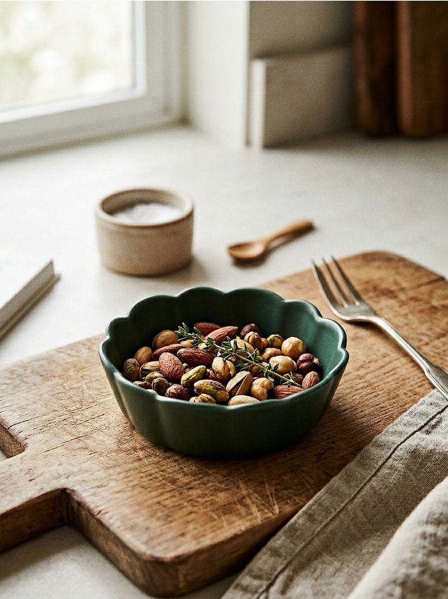 Sinsay - Bol ceramic cu margine ondulată - verde-închis