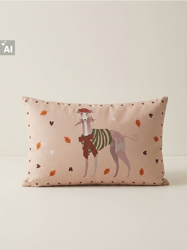 Sinsay - Pernă decorativă de toamnă cu imprimeu de ogar - galben-pal